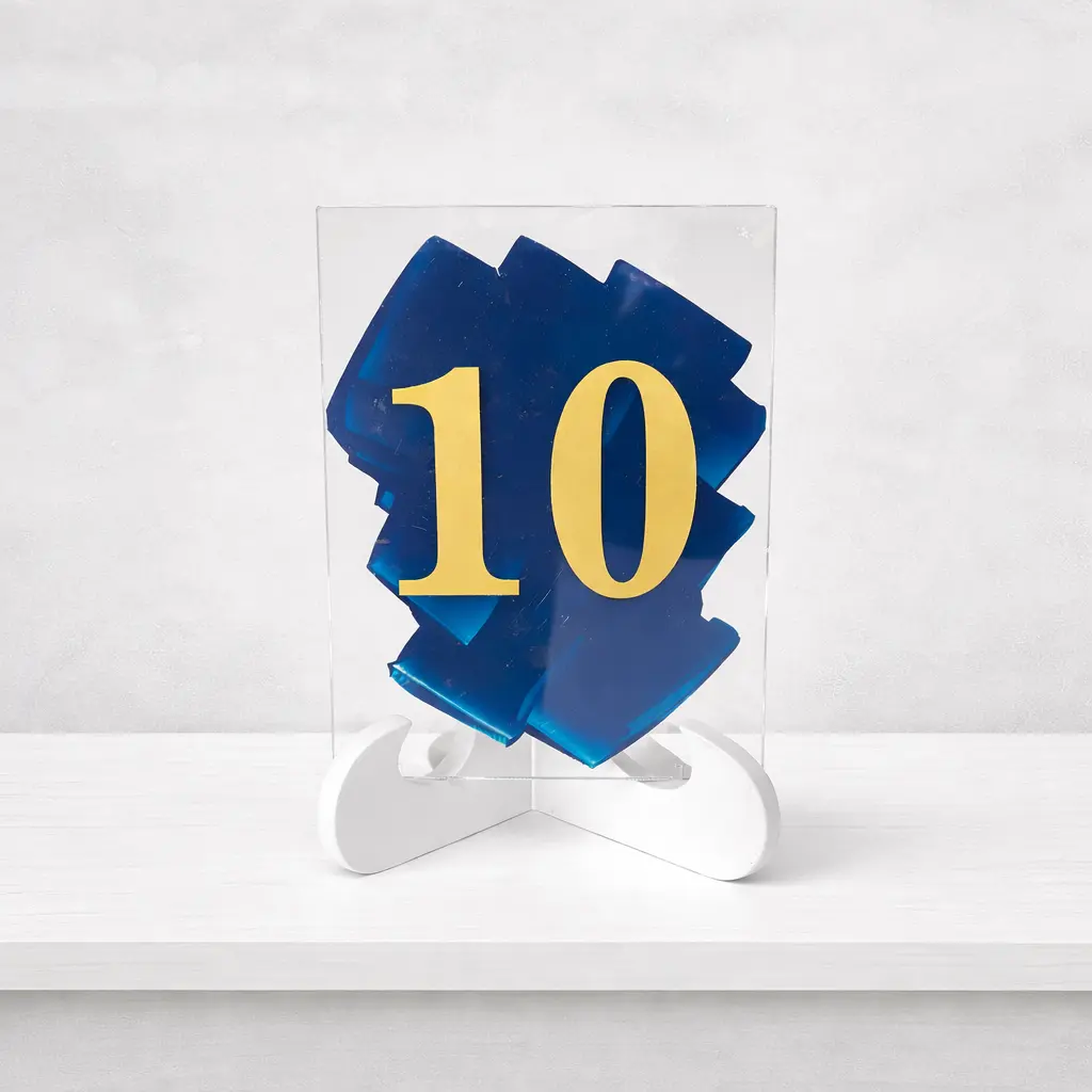 PERSPEX TABLE NUMBER GOLD & BLUE *R45 excl vat*